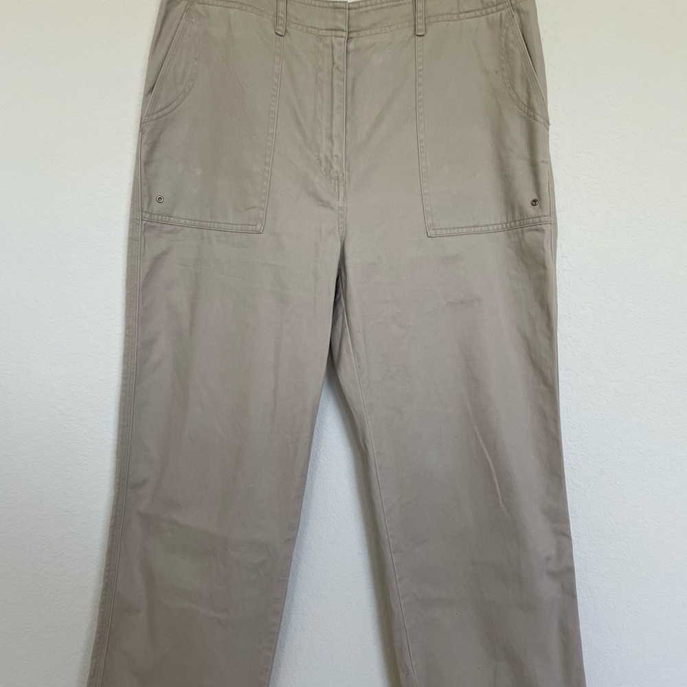 RALPH LAUREN cotton beige pants cream cropped tan - Picture 7 of 10